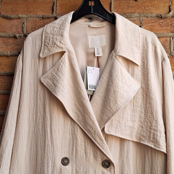 NWT H&M Double-Breadted Trench Coat - Picture 9 of 16